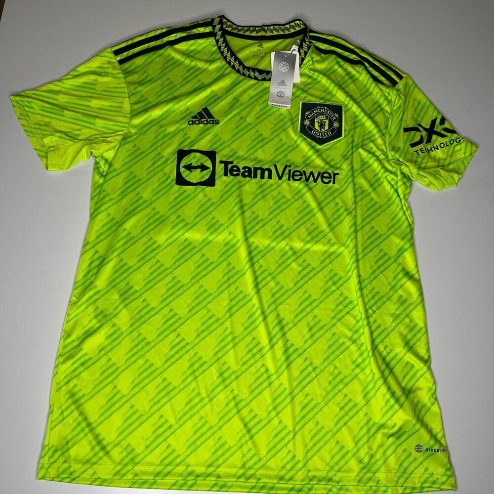Adidas Manchester United 2022/23 Third Jersey HE2981 XL Neon‎ Green Soccer NWT